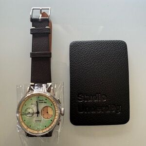 (VERY RARE) Studio Underd0g Mint Ch0c Chip Manual Wind 38mm Watch Leather Gen 3